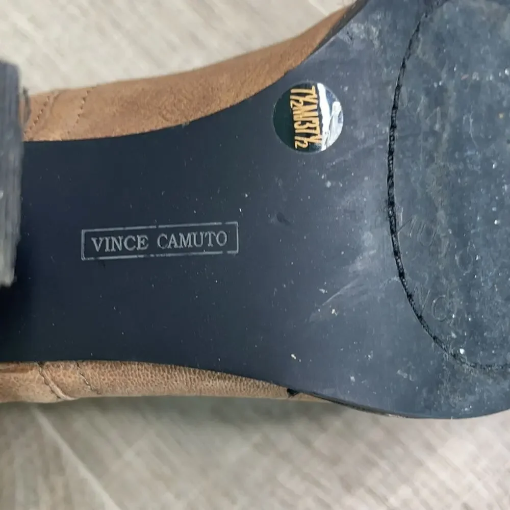VINCE CAMUTO Ristin Brown Leather Ankle Bootie